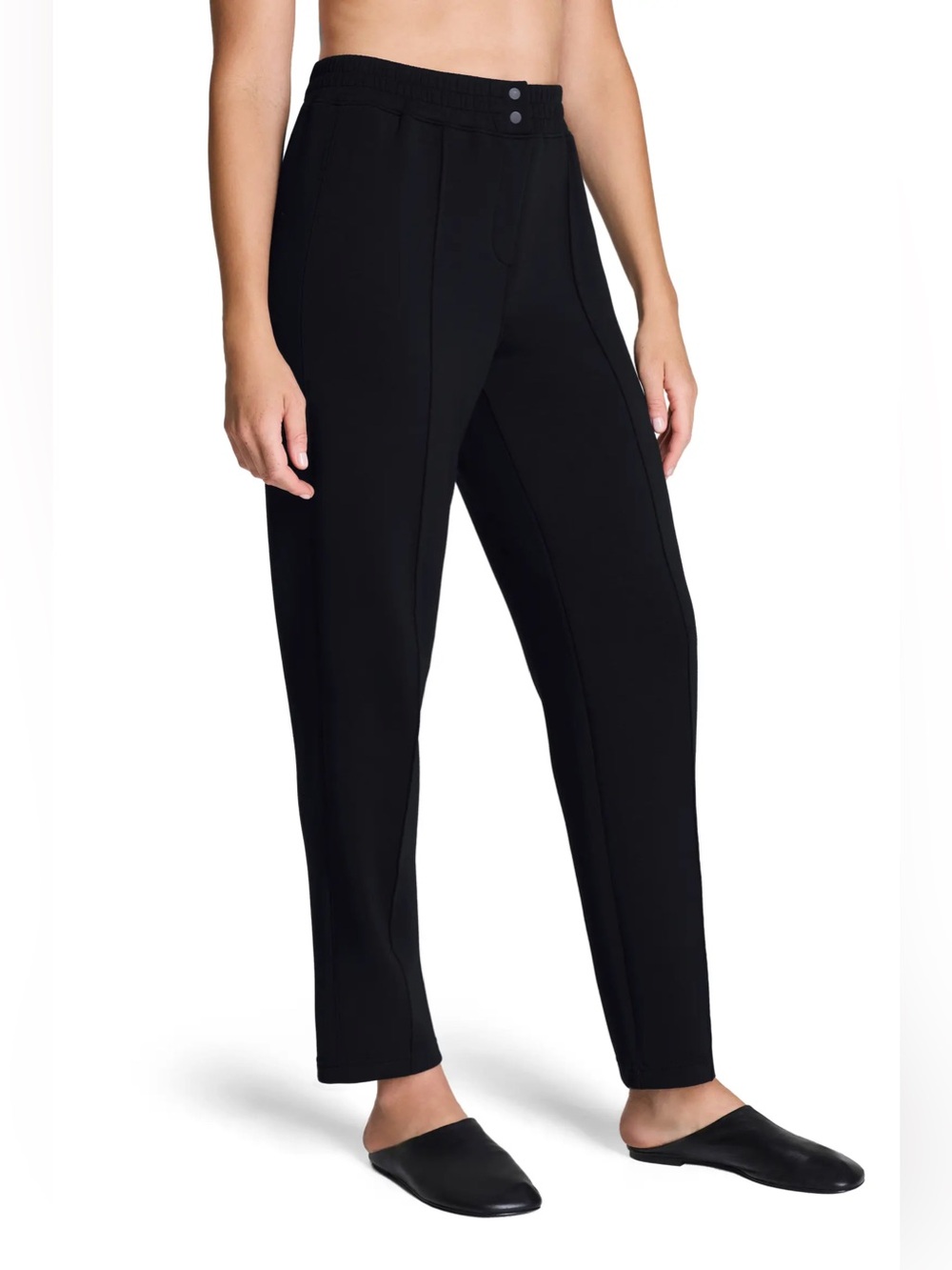 SPANX Air Essentials Brushed Slim Straight Pants Very Black S M NEW